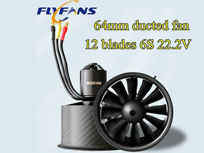 FlyFans 2840-2300KV 64mm ducted Fan 12 blades 6S  version 2840-2300KV  motor